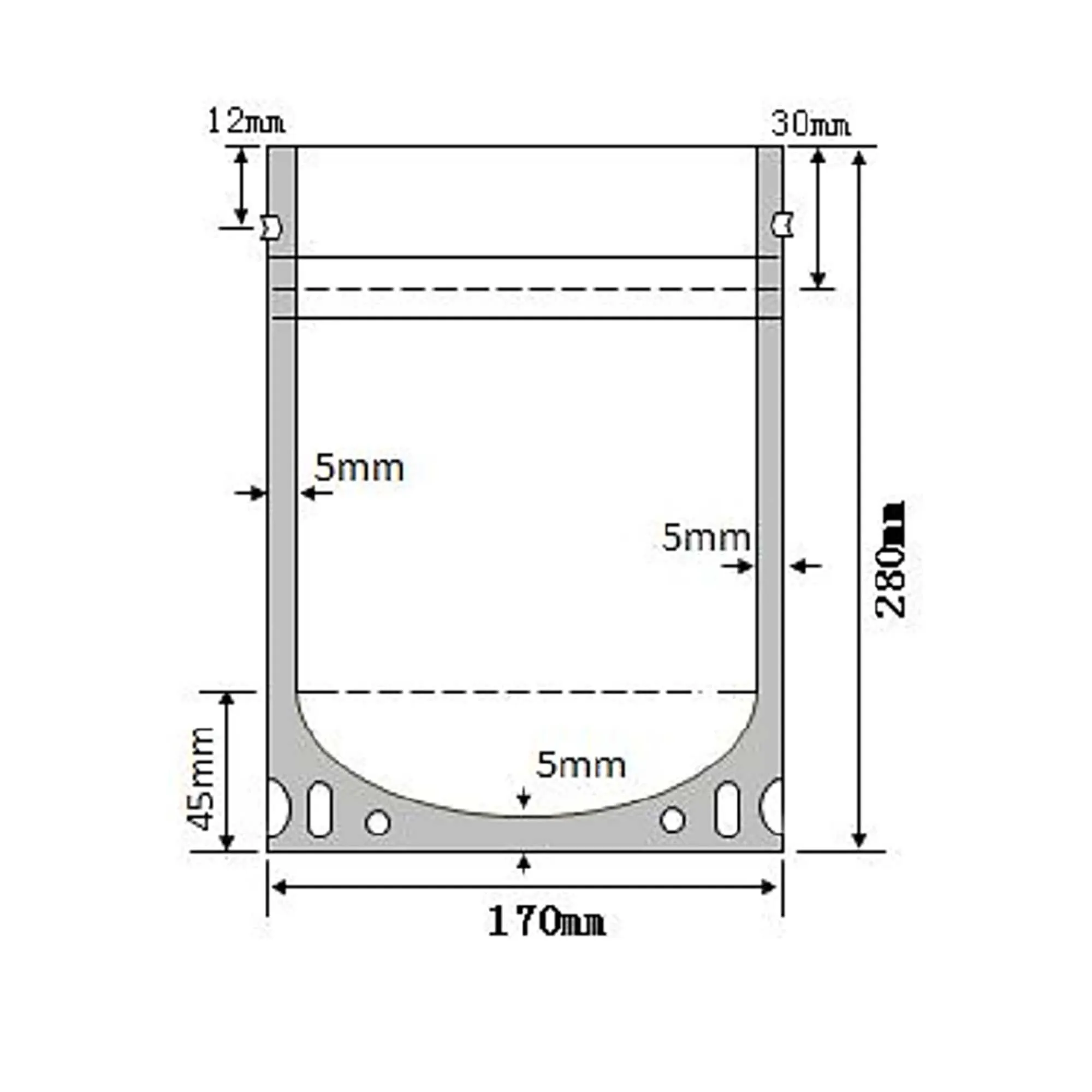 12 oz Stand Up Pouch (One Side Clear) - 5.0 Mil  (11" x 6" x 3")