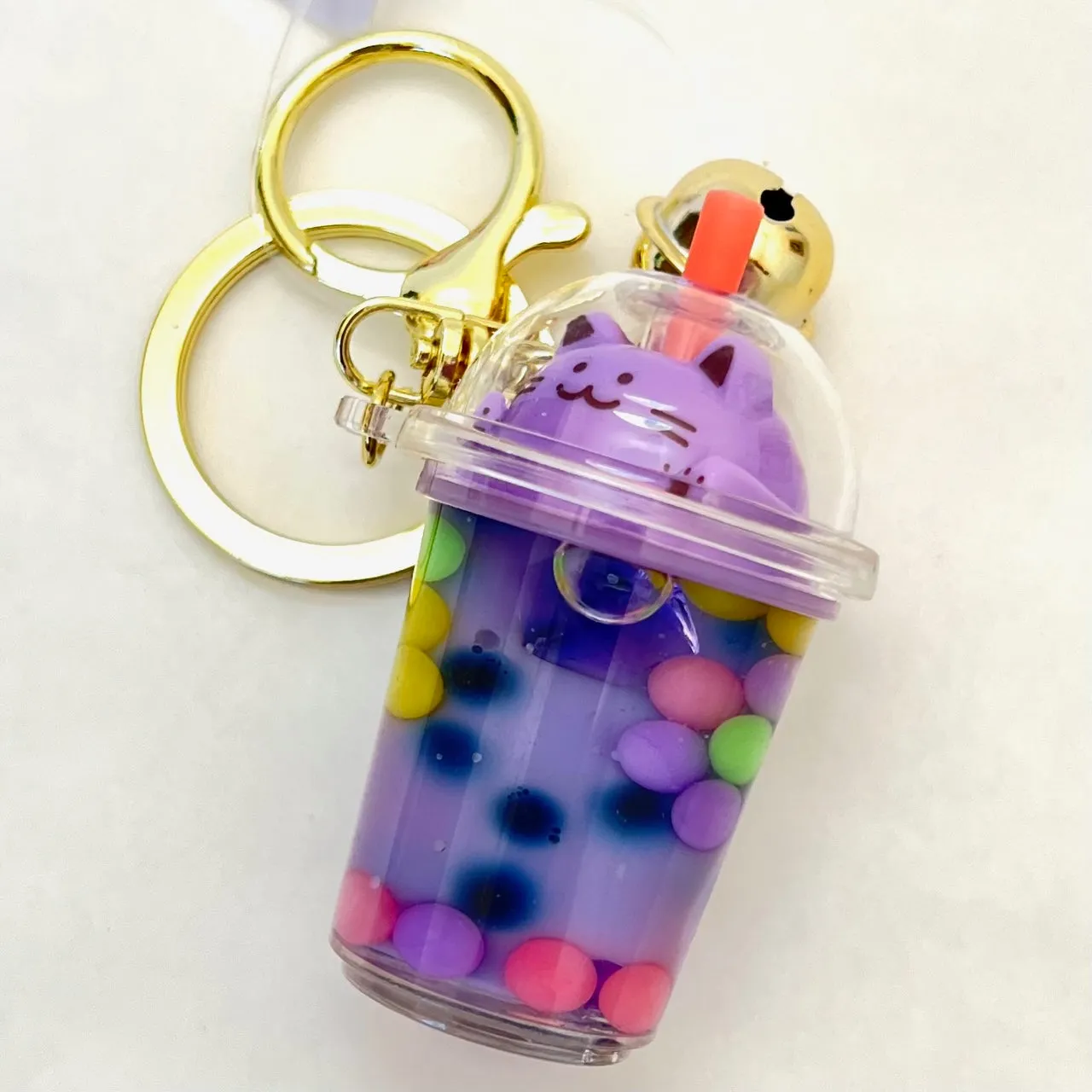 12094 PASTEL CAT BOBA FLOATY KEY CHARM-12