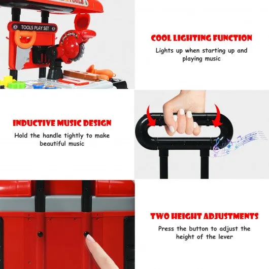 2 in 1 Travel Suitcase Toy Tool Set with Height Adjustment