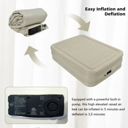 20 Inches Height Portable Built-In Pump Air Bed Inflatable Mattress Camping Bag