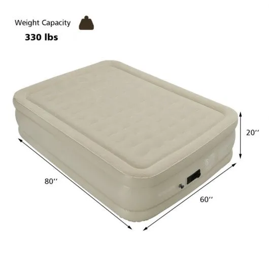 20 Inches Height Portable Built-In Pump Air Bed Inflatable Mattress Camping Bag