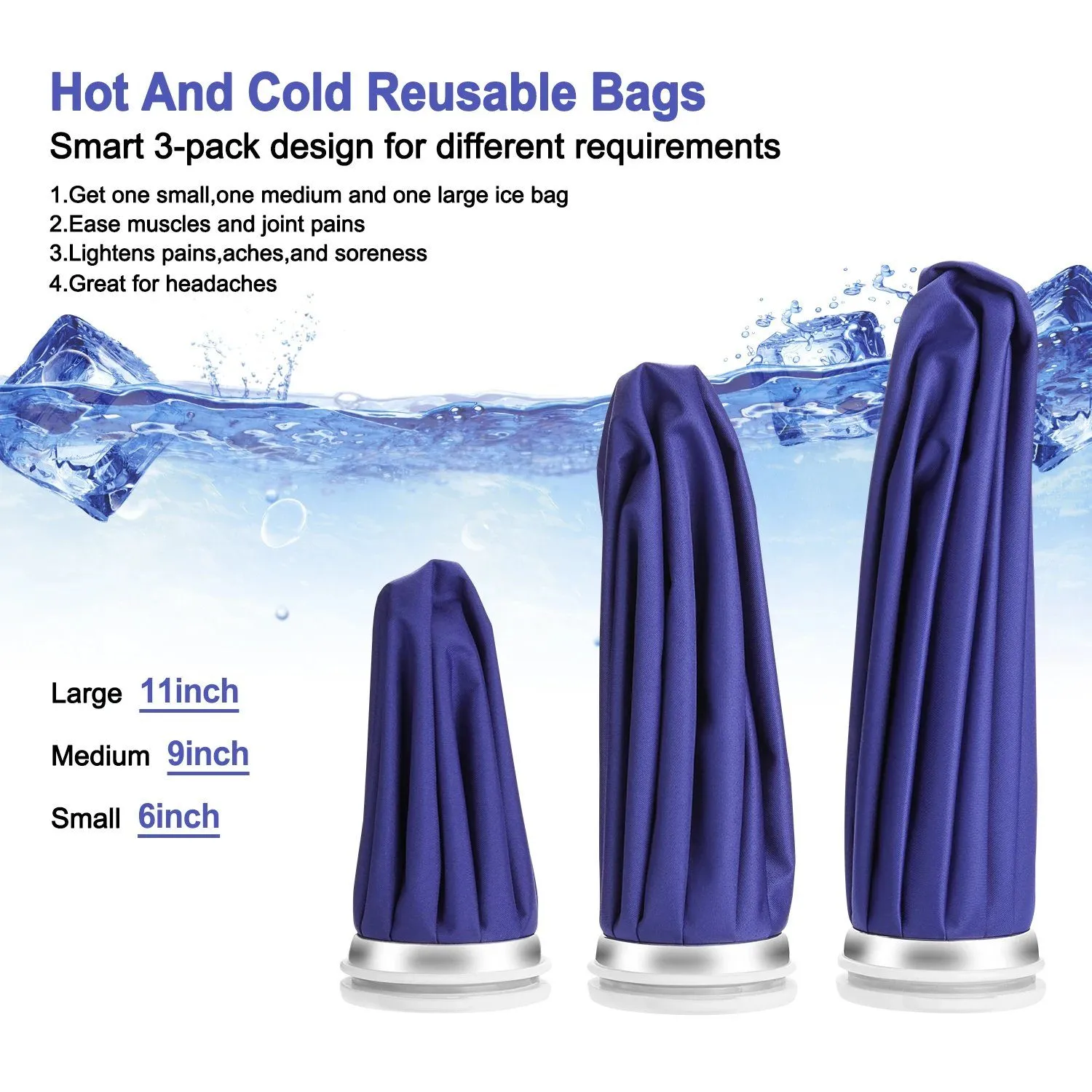 3-Pack: Reusable Ice Bag Pain Relief Heat Pack Sports Injury First Aid