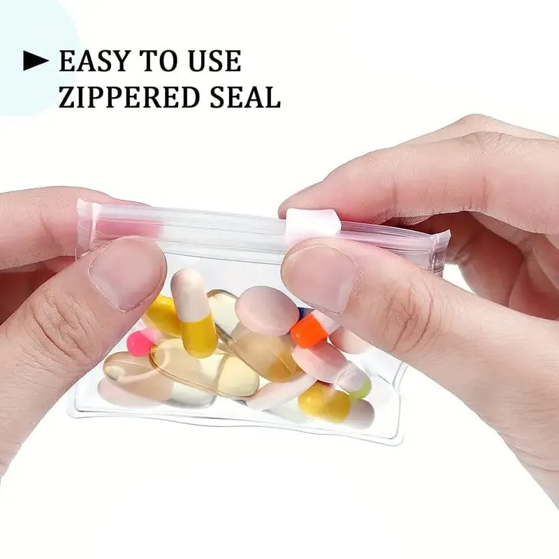 30-Pieces: Reusable Medicine Pill Bag Set