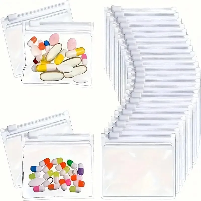 30-Pieces: Reusable Medicine Pill Bag Set