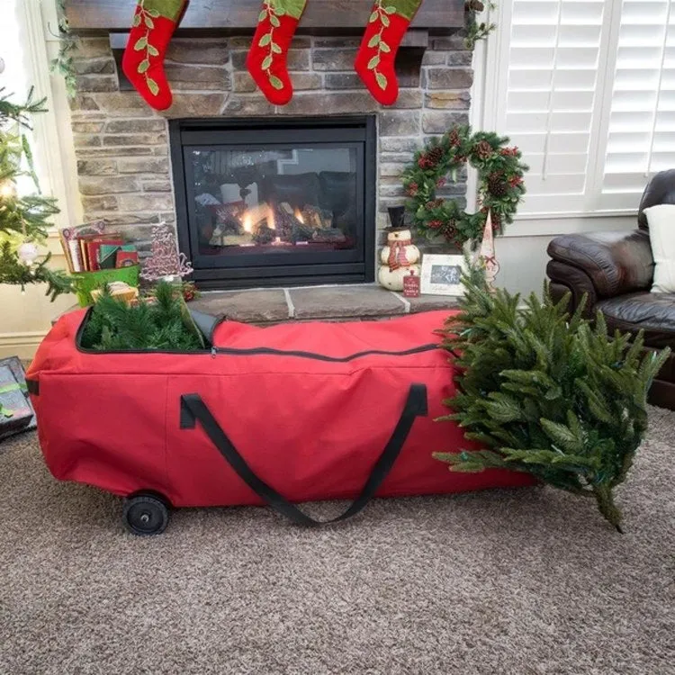 56" Red EZ Roller Christmas Tree Storage Bag with Wheels