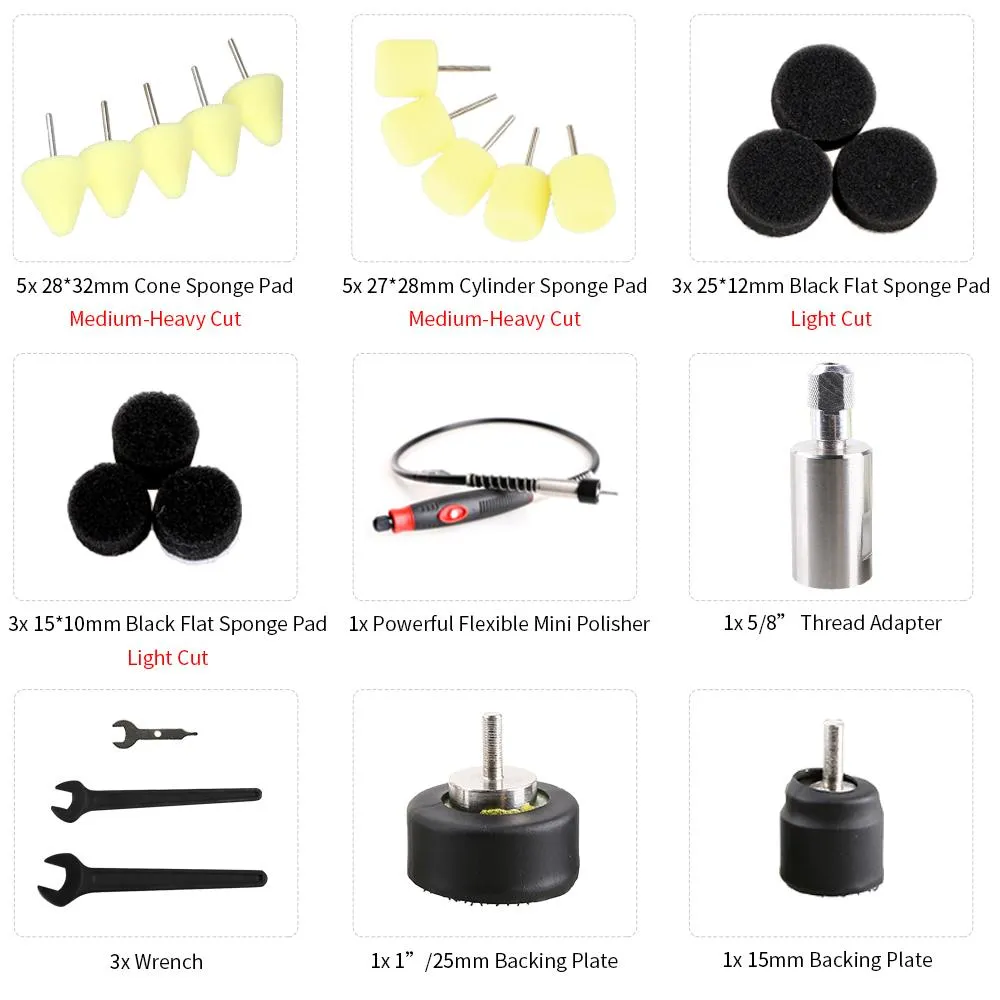 5/8" Thread 20,000RPM Mini Detail Rotary Polisher Shaft Kit