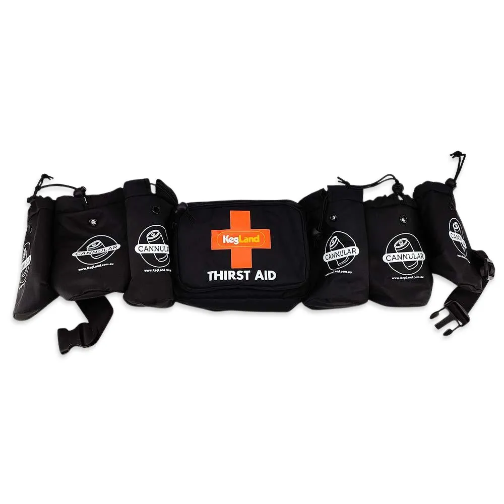 6 Pack Belt Holder with Thirst Aid Action Satchel