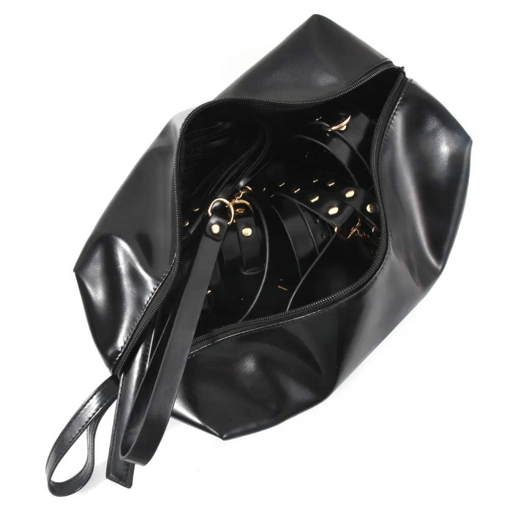 8-Piece Storage Bag with Handcuffs Set SM Bondage