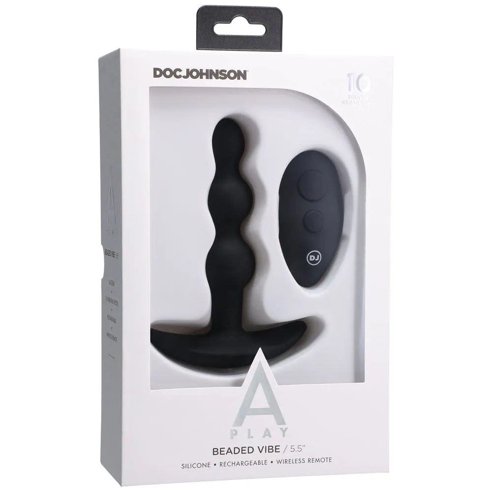 A-Play BEADED VIBE Rechargeable Silicone Anal Plug with Remote Black