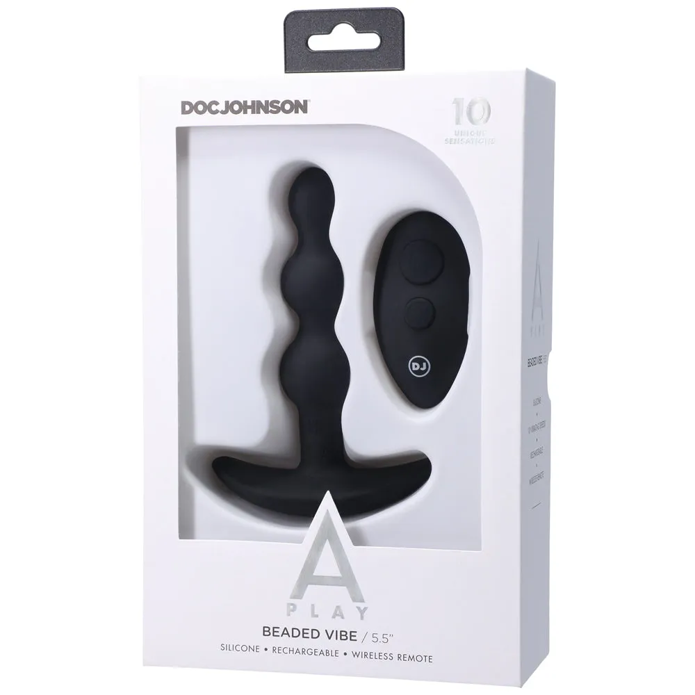 A-Play BEADED VIBE Rechargeable Silicone Anal Plug with Remote Black