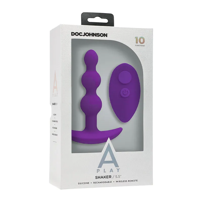 A-Play BEADED VIBE Rechargeable Silicone Anal Plug with Remote Purple