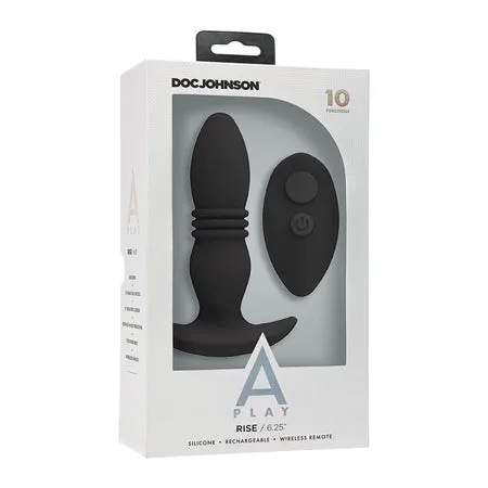 A Play Rise Rechargeable Silicone Anal Plug w/Remote - Black