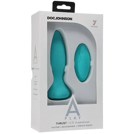 A Play Thrust Experienced Rechargeable Silicone Anal Plug w/Remote - Teal