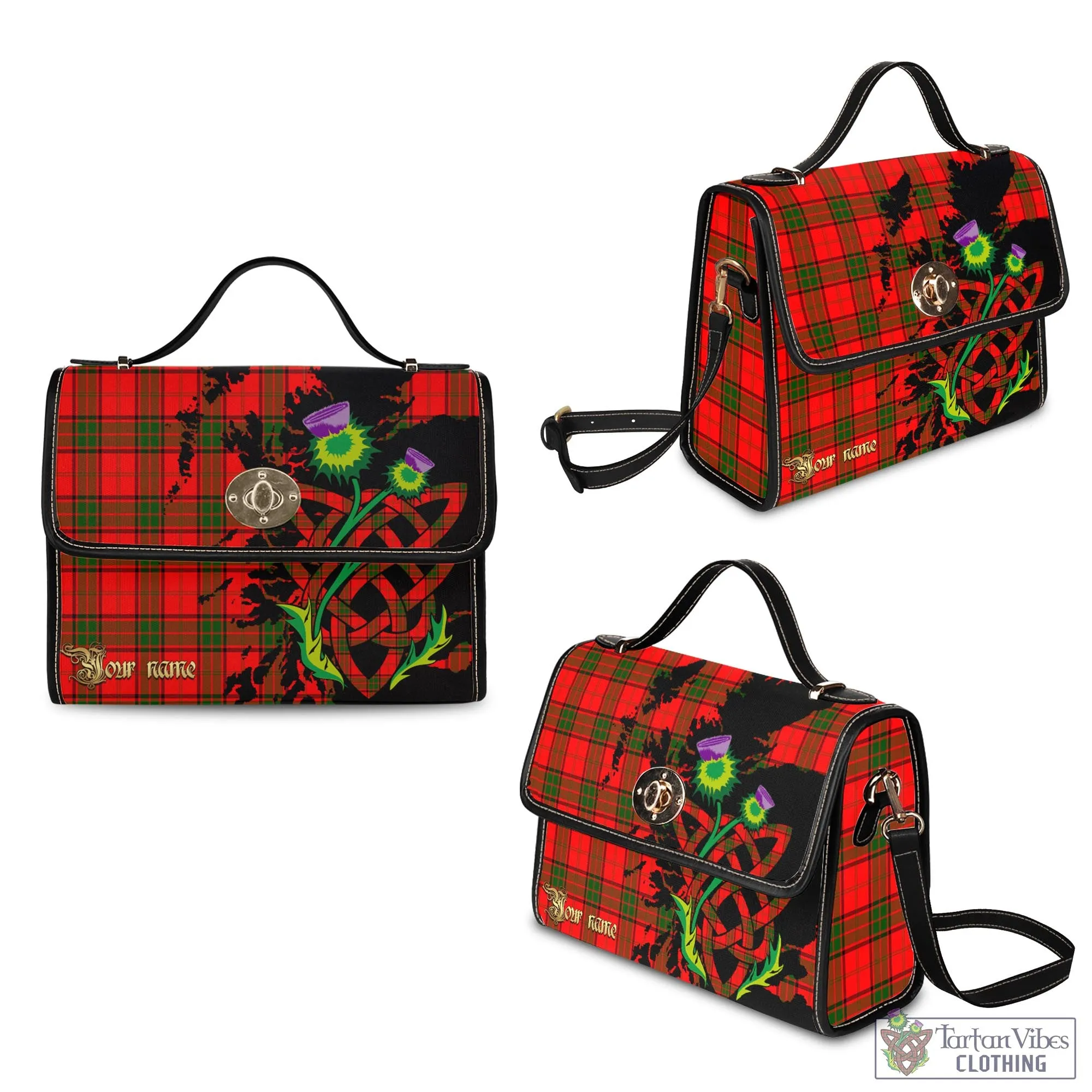 Adair Tartan Waterproof Canvas Bag with Scotland Map and Thistle Celtic Accents