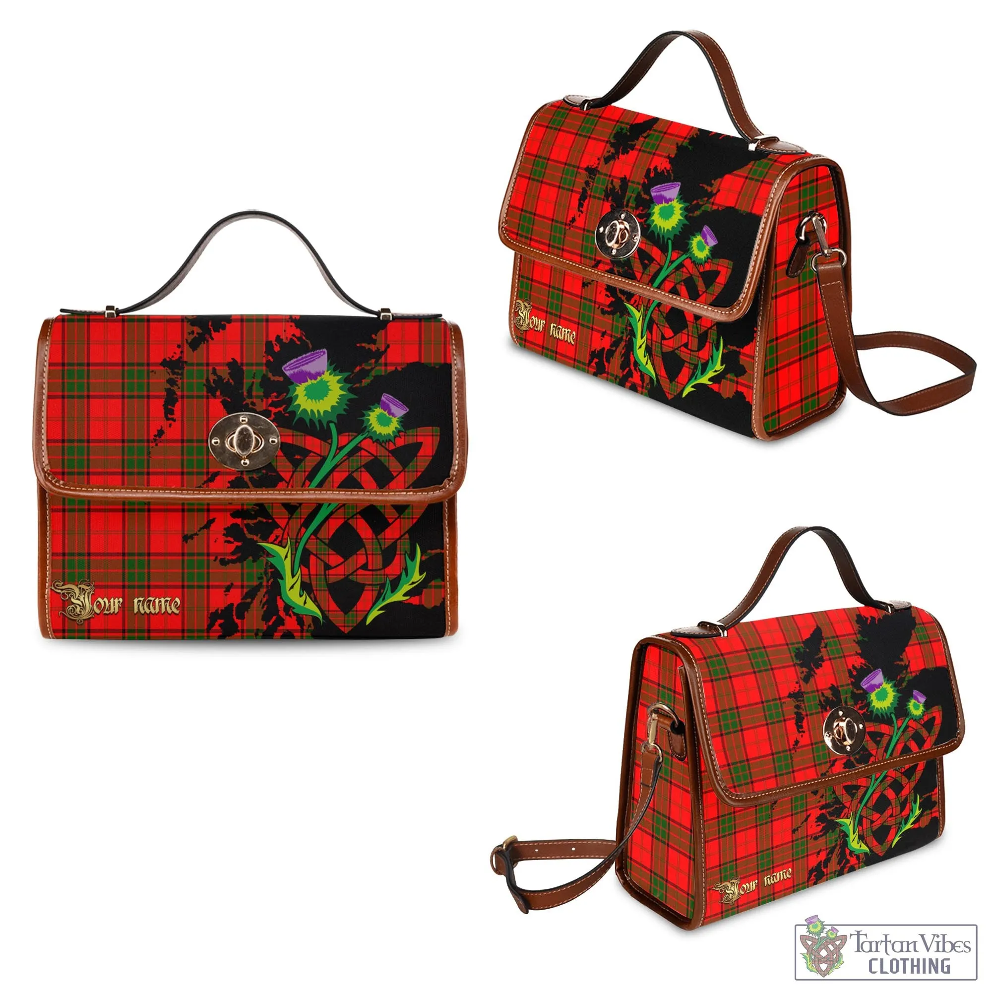 Adair Tartan Waterproof Canvas Bag with Scotland Map and Thistle Celtic Accents