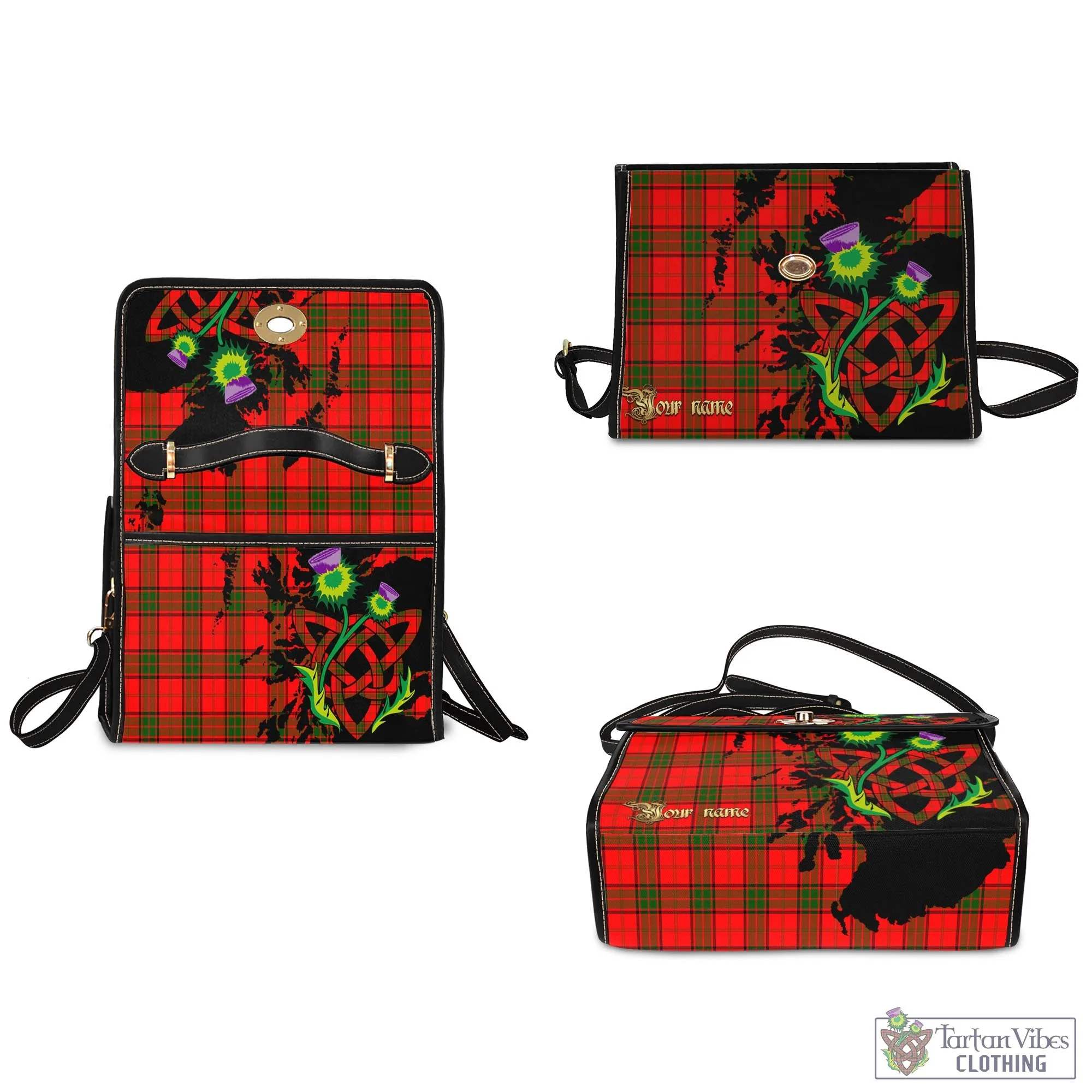 Adair Tartan Waterproof Canvas Bag with Scotland Map and Thistle Celtic Accents