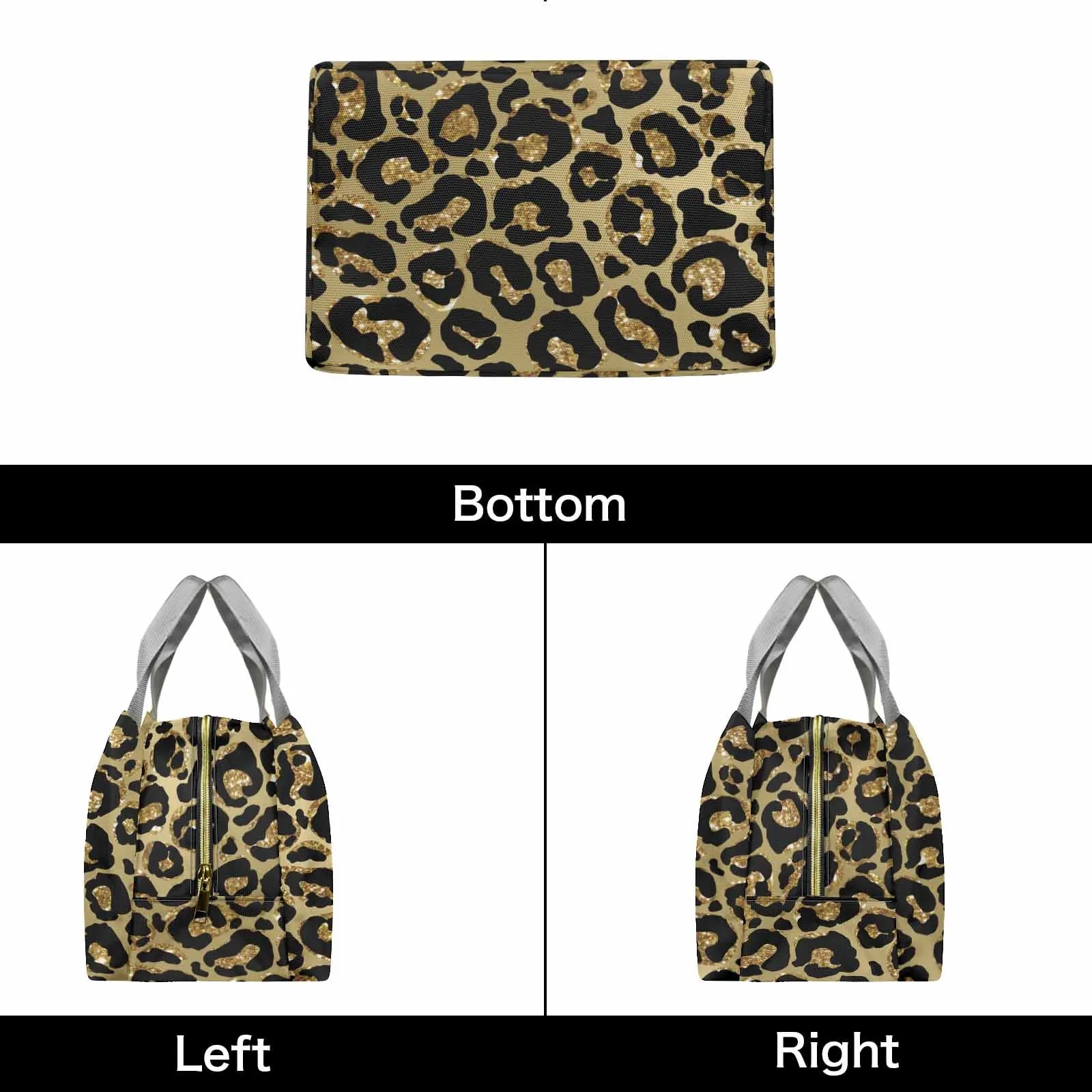 Animal print 4  Portable Lunch Bag-Grey Handle