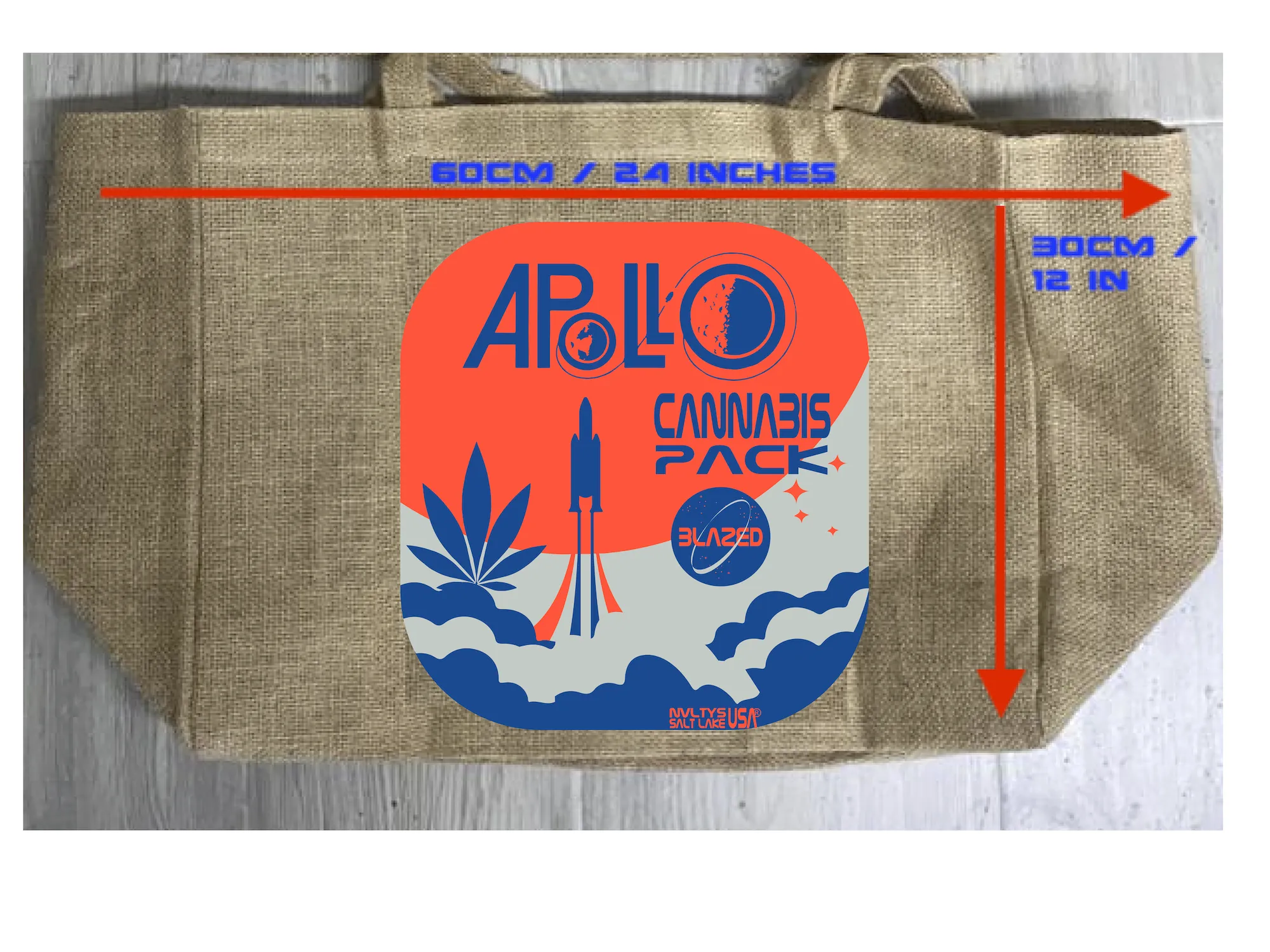 APOLLO CANNABIS PACK BURLAP TOTE BAG ( sold by the piece )