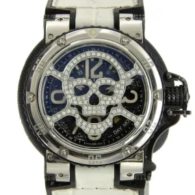 Aquanautic King Cuda Men's Automatic Watch with Skull Diving Mask Sub Commander, Silver Rubber and Stainless Steel, Secondhand in Excellent Condition