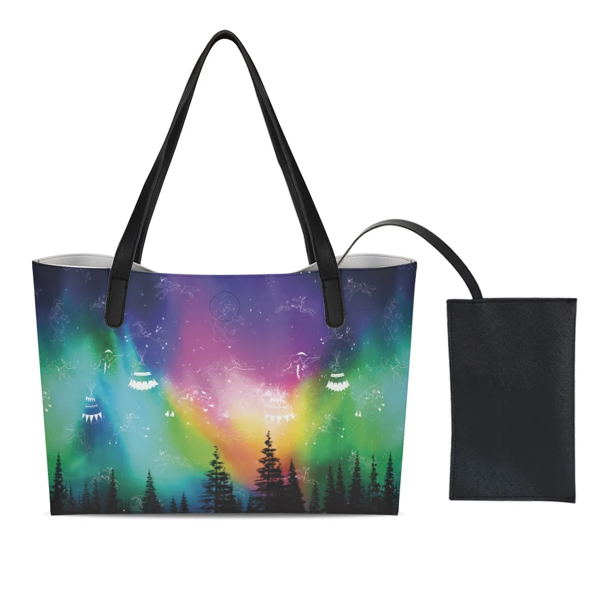 Aurora Medicine Animals Shopping Tote Bag With Black Mini Purse