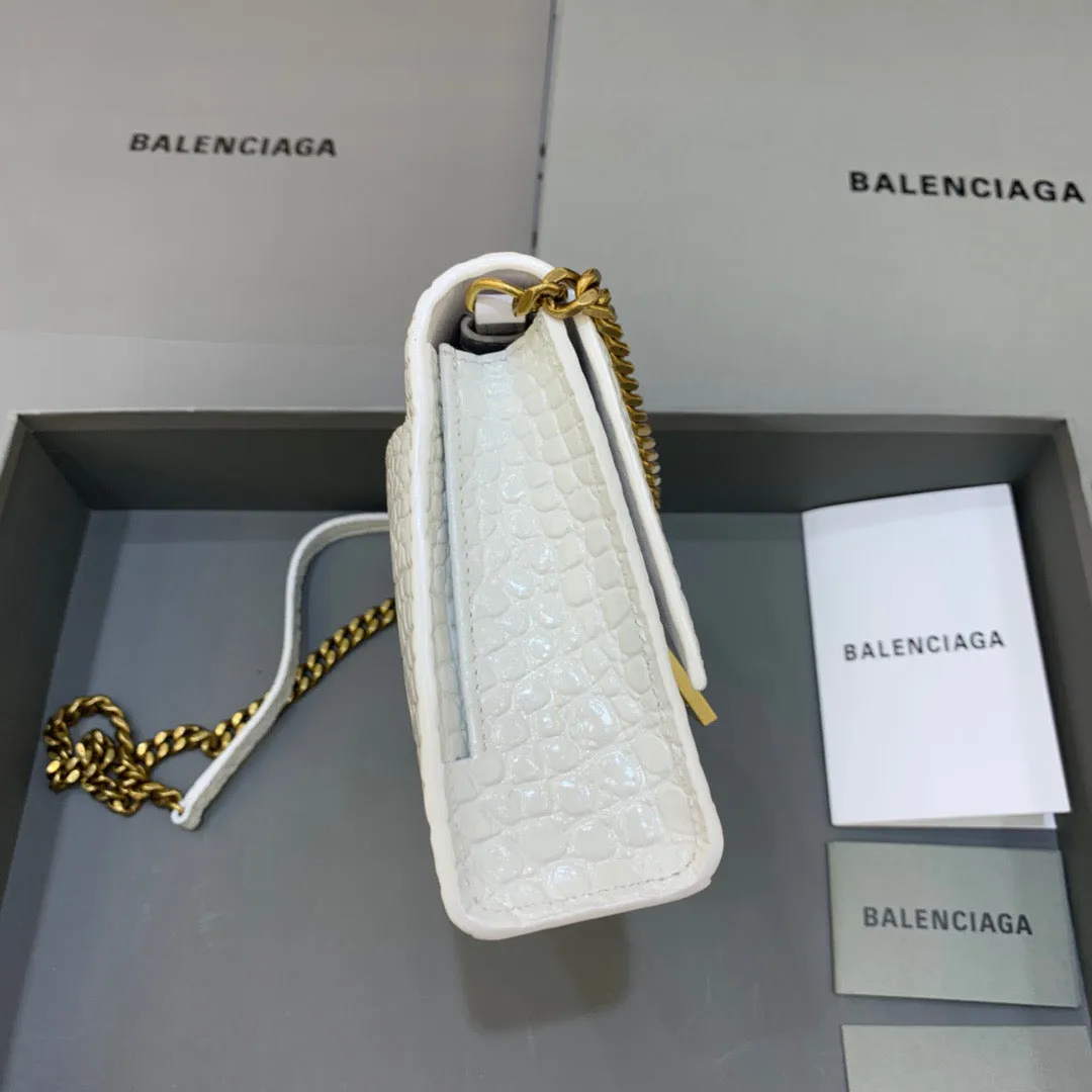 Balen Hourglass Wallet On Chain in White, For Women,  Bags 9in/23cm