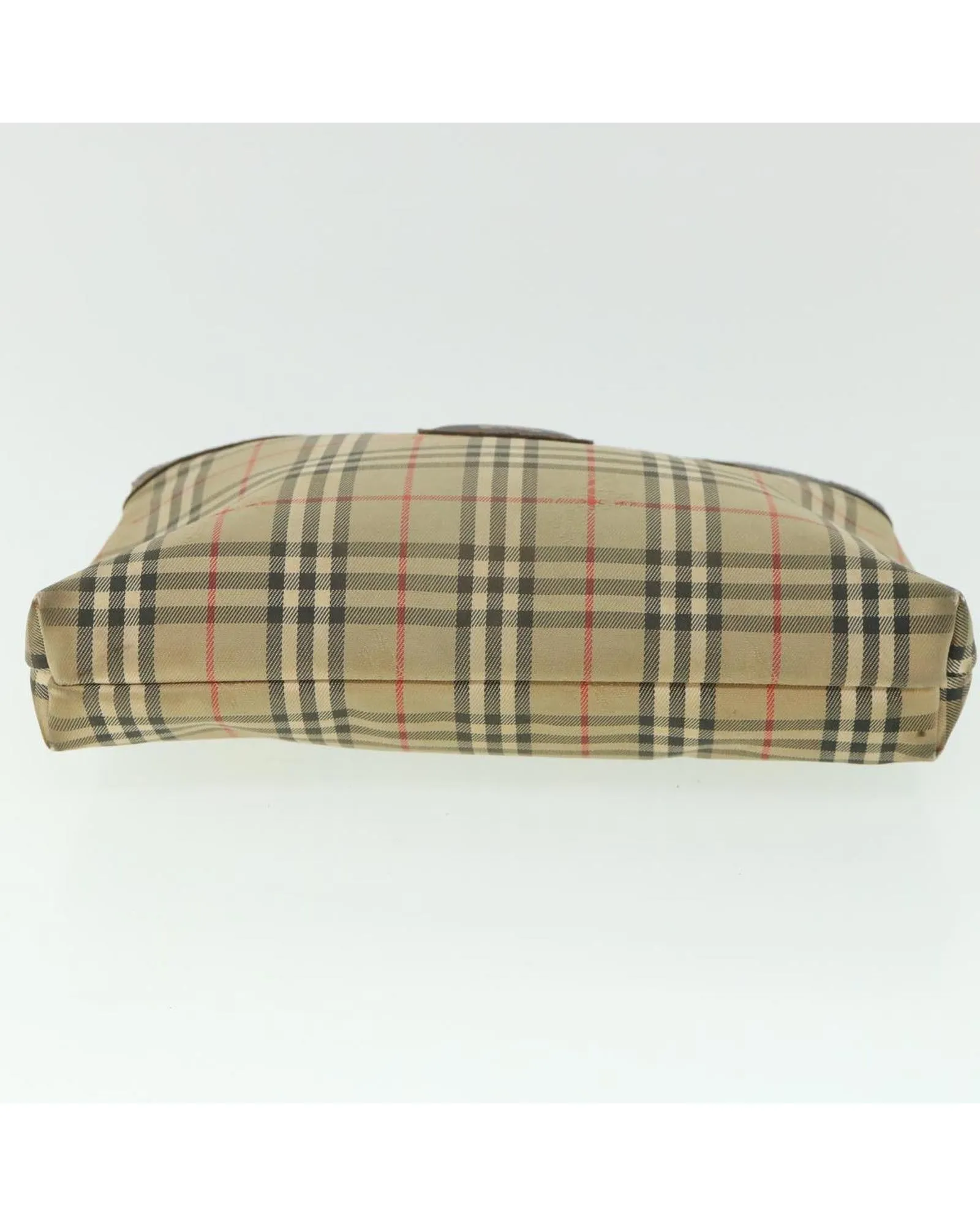 Beige Canvas Clutch Bag with Nova Check Pattern