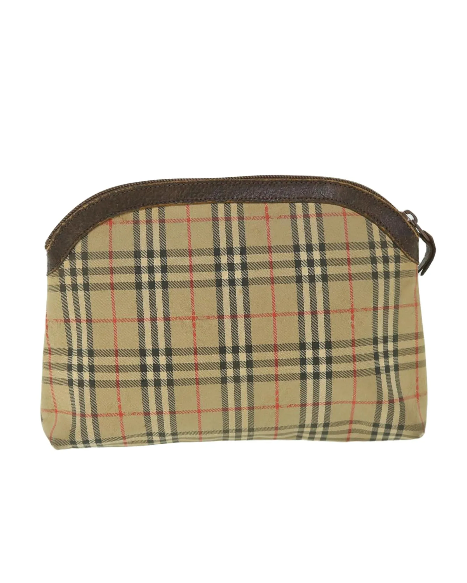 Beige Canvas Clutch Bag with Nova Check Pattern