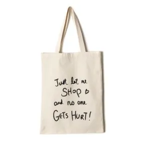 Beige Letter Print Shopping Bag