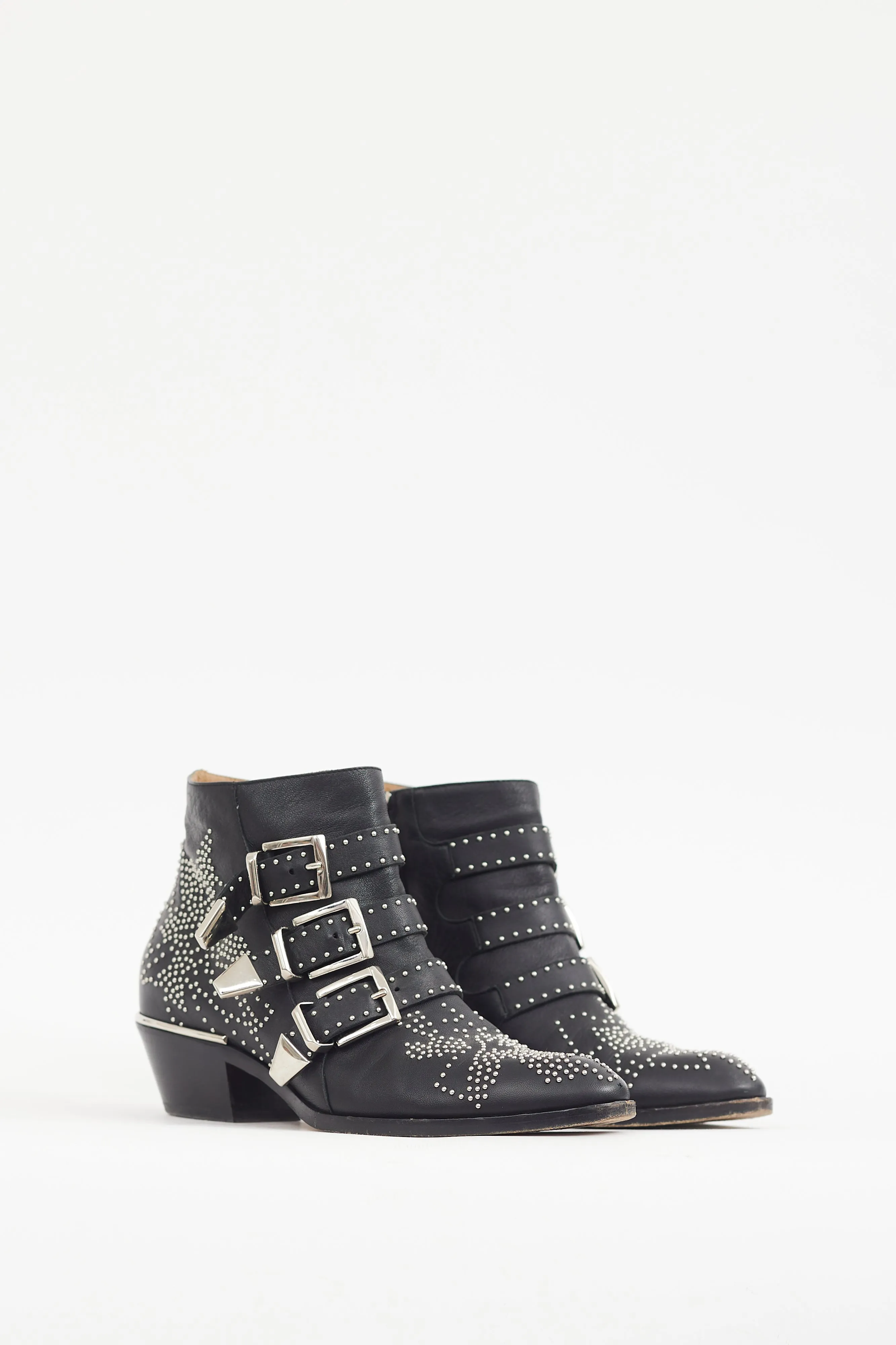 Black & Silver Studded Leather Susanna Boot