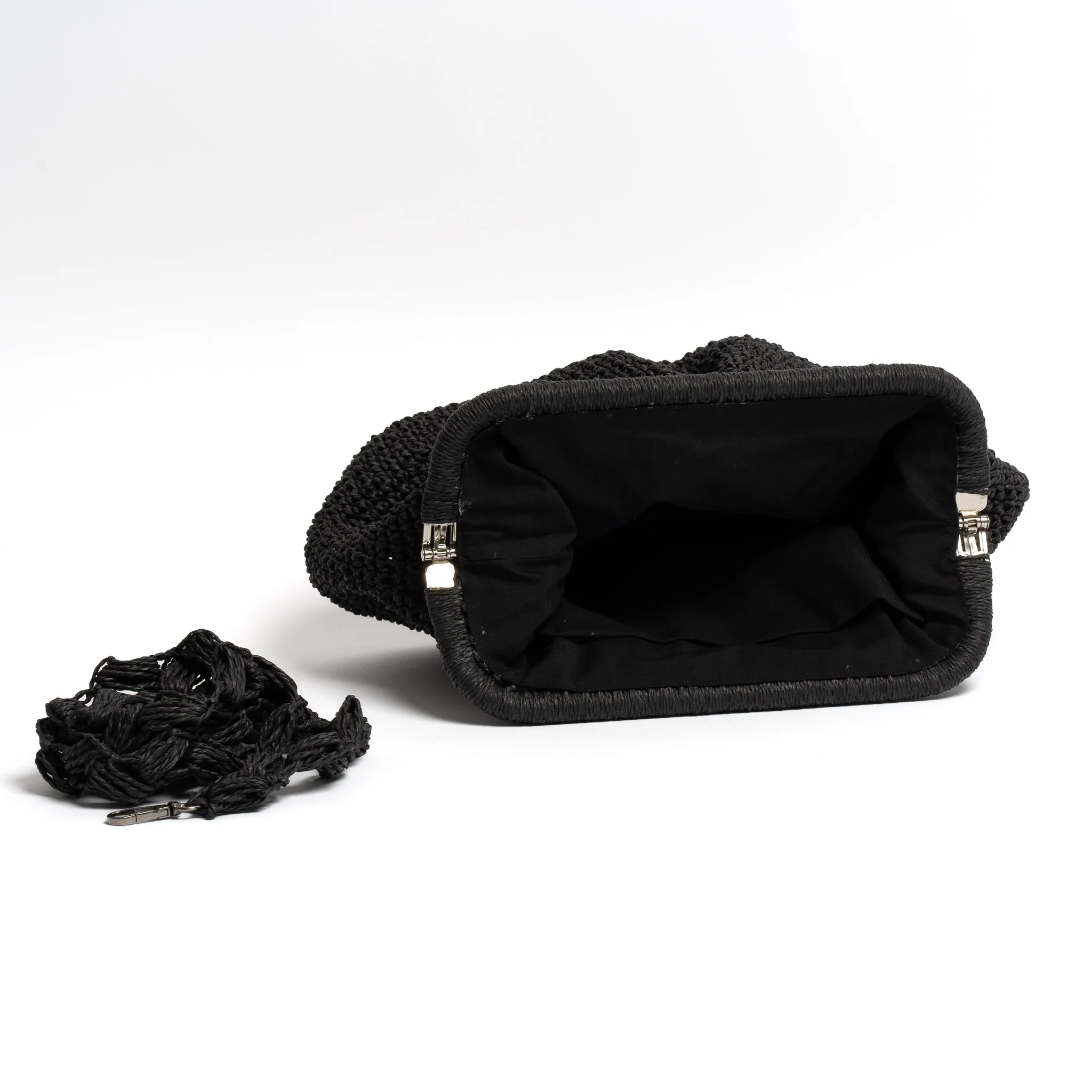 Black Raffia Clutch Purse