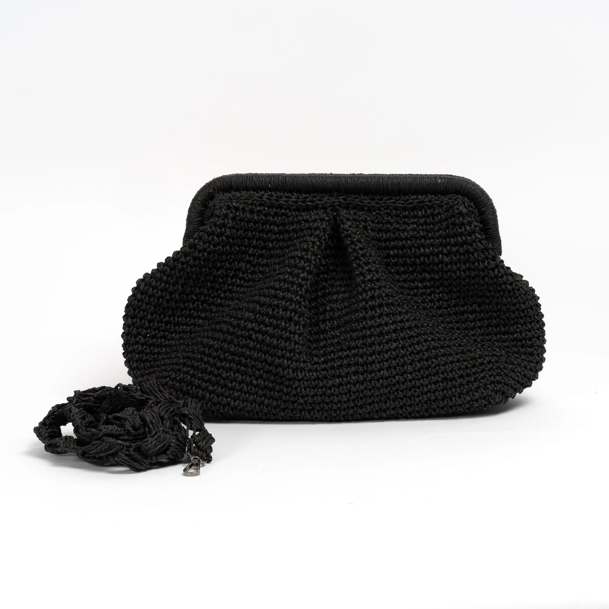 Black Raffia Clutch Purse