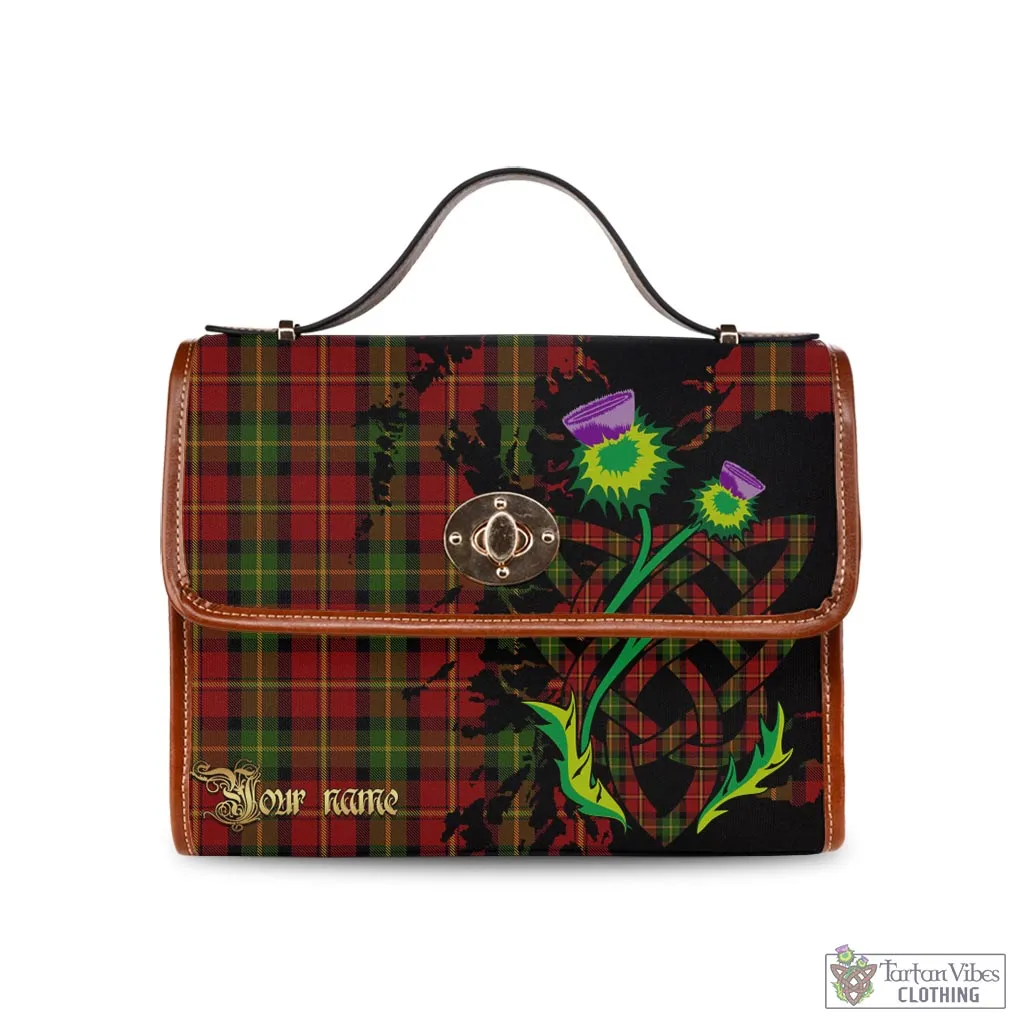 Blackstock Red Dress Tartan Waterproof Canvas Bag with Scotland Map and Thistle Celtic Accents