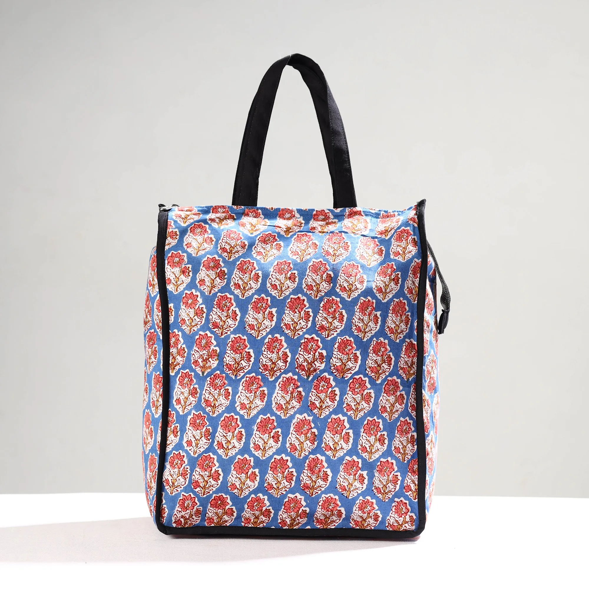 Blue - Handmade Sanganeri Block Printed Cotton Shopping Bag