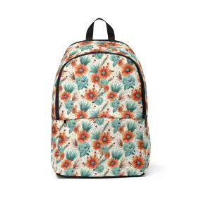 Boho Flowers, Unisex Fabric Backpack, Custom Gifts, Kindergarten Accessories, School Accessories