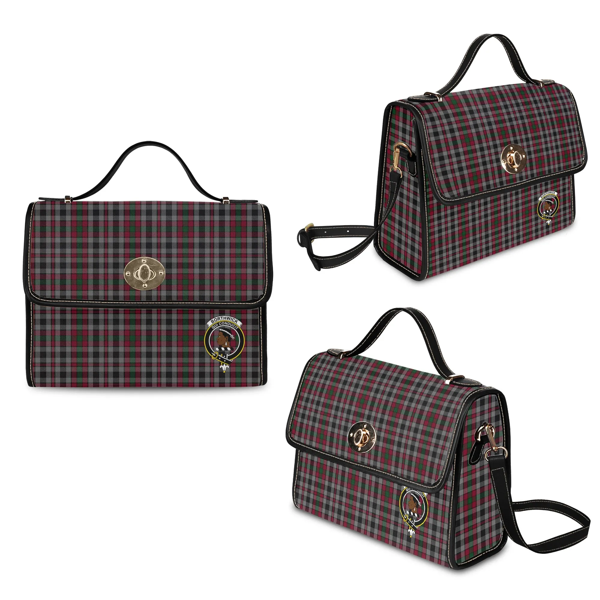 Borthwick Tartan Waterproof Canvas Bag with Family Crest