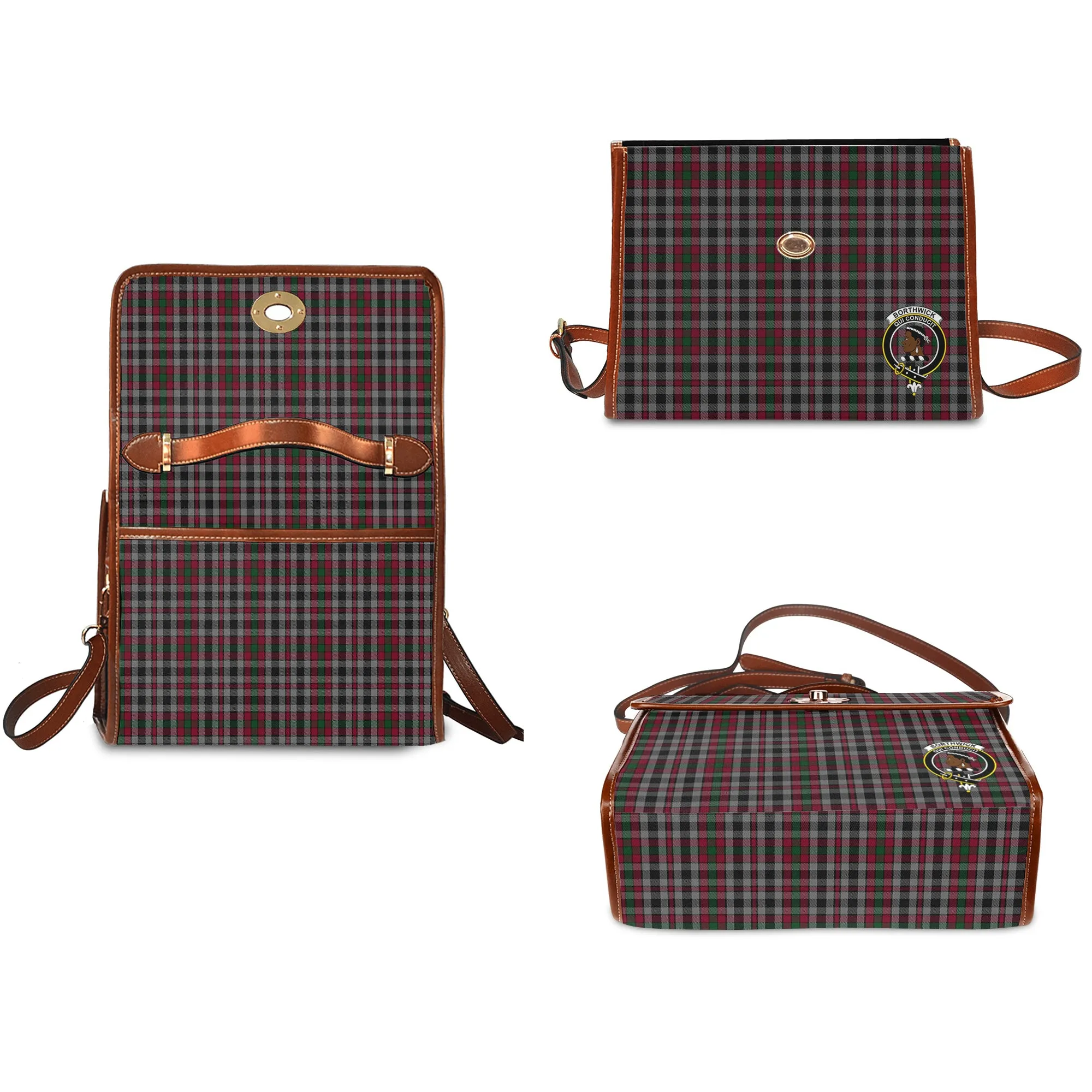 Borthwick Tartan Waterproof Canvas Bag with Family Crest