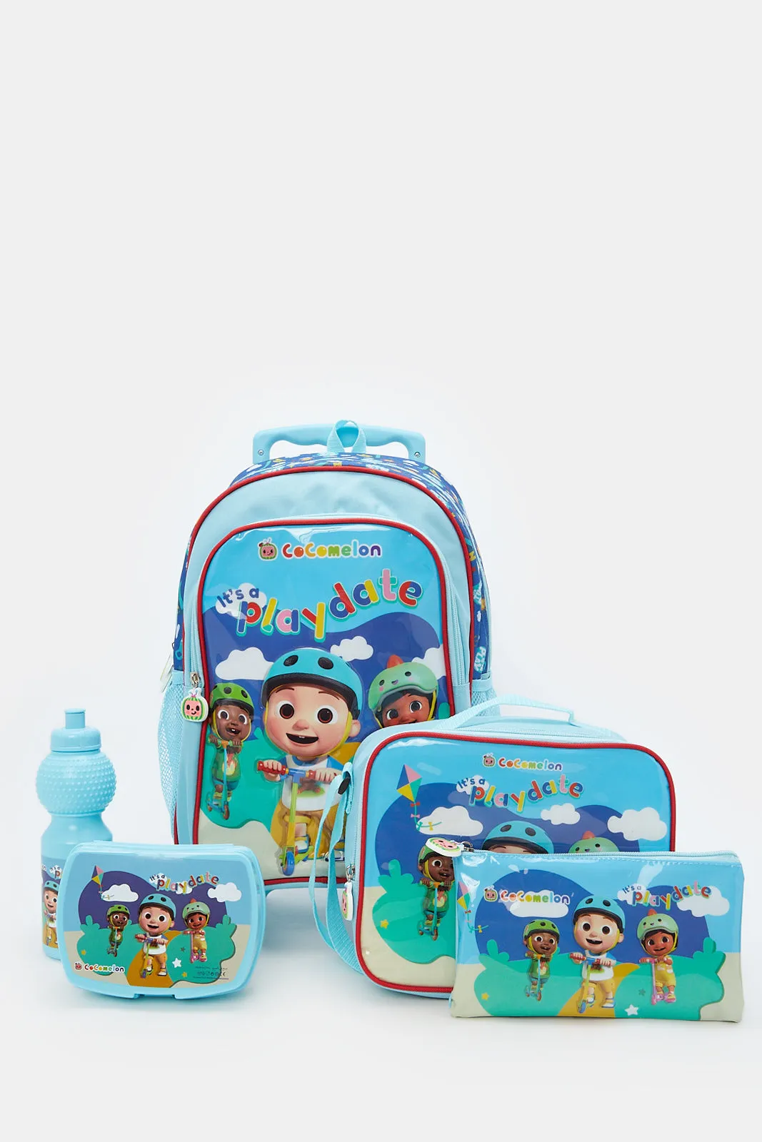 Boys Blue Cocomelon Print Trolley Set (5 Piece)