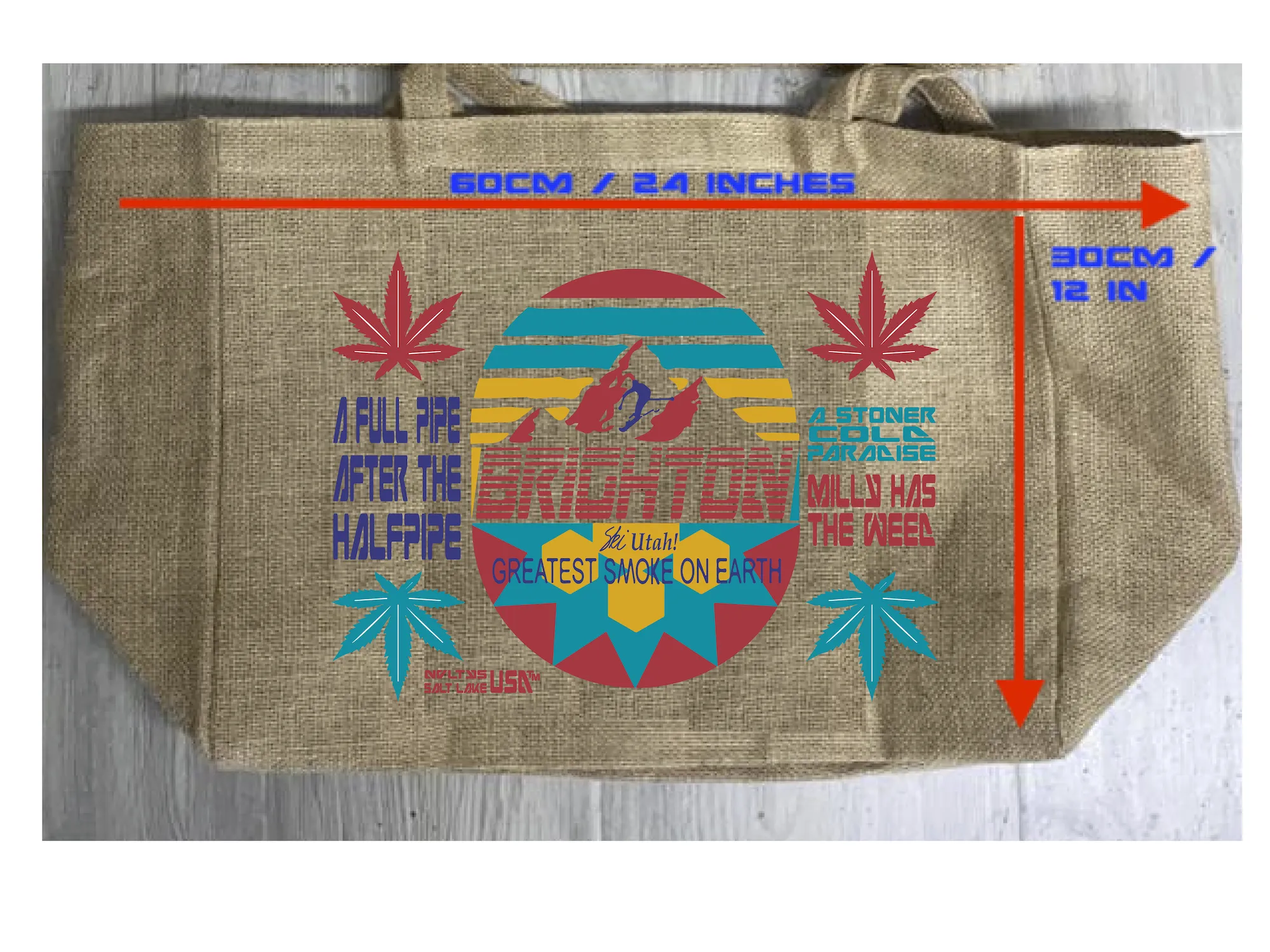 BRIGHTON UTAH BURLAP TOTE BAG ( sold by the piece )