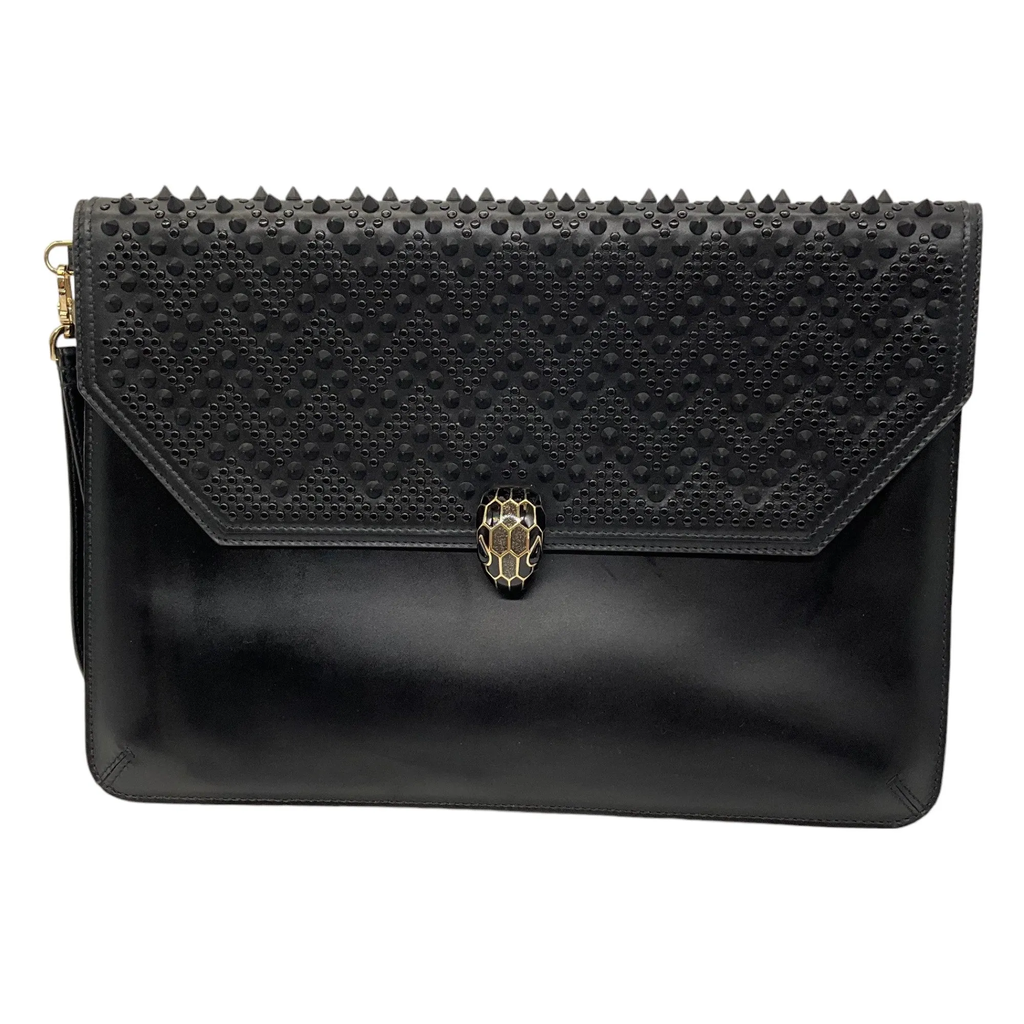 Bulgari x Nicholas Kirkwood Black Studded Leather Envelope Serpenti Forever Clutch Bag