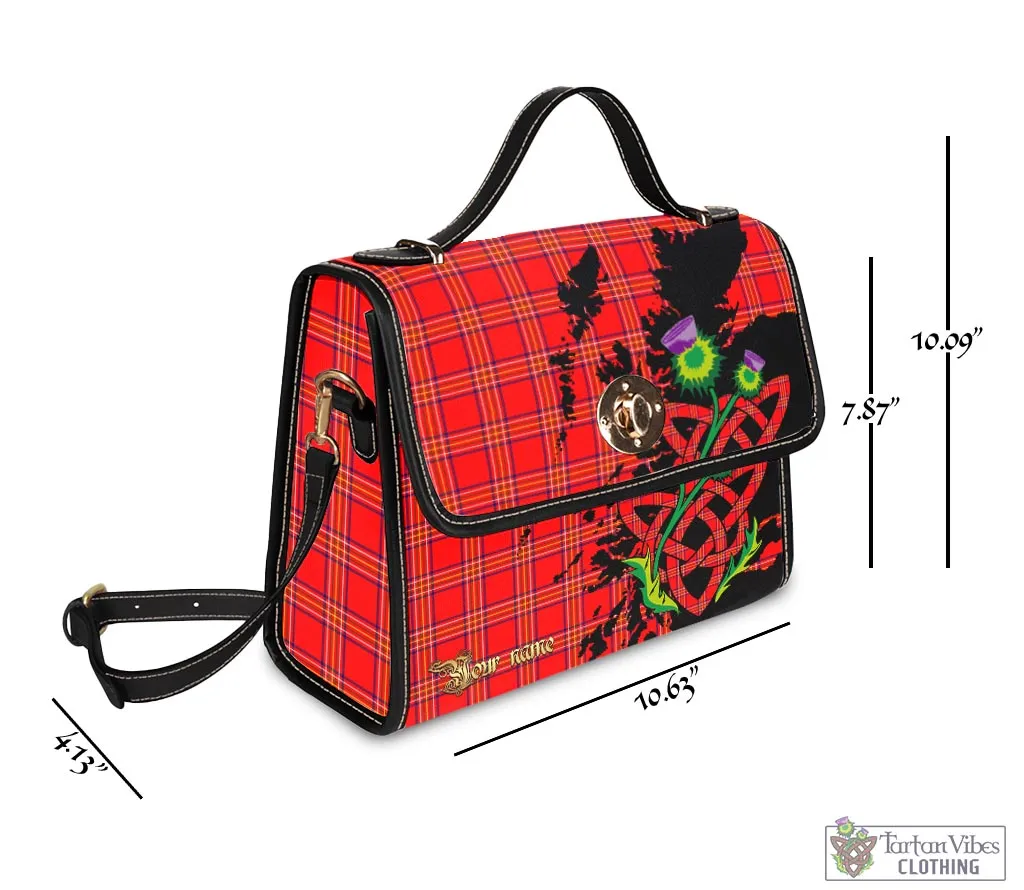 Burnett Modern Tartan Waterproof Canvas Bag with Scotland Map and Thistle Celtic Accents