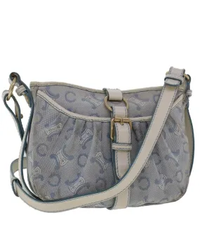 Canvas and Leather Blue Shoulder Bag