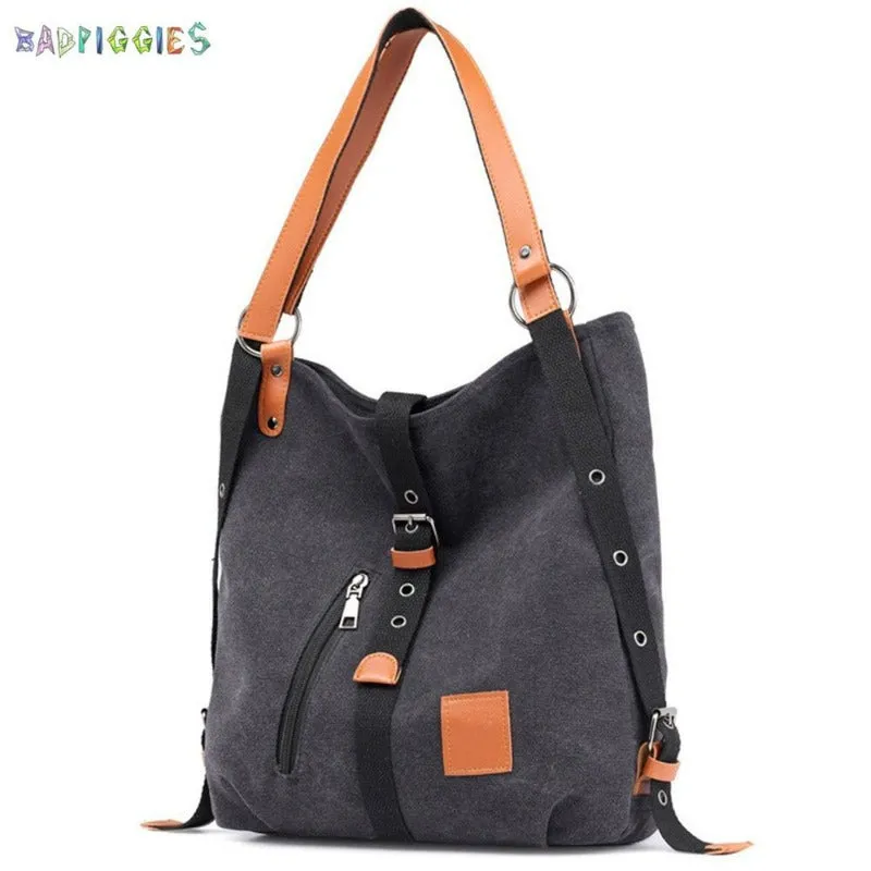 Canvas Handbag Tote Shoulder Bag for Women Casual Hobo Bag Rucksack Convertible Backpack