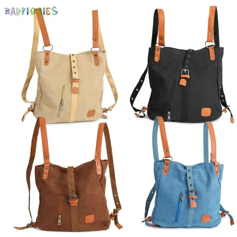 Canvas Handbag Tote Shoulder Bag for Women Casual Hobo Bag Rucksack Convertible Backpack