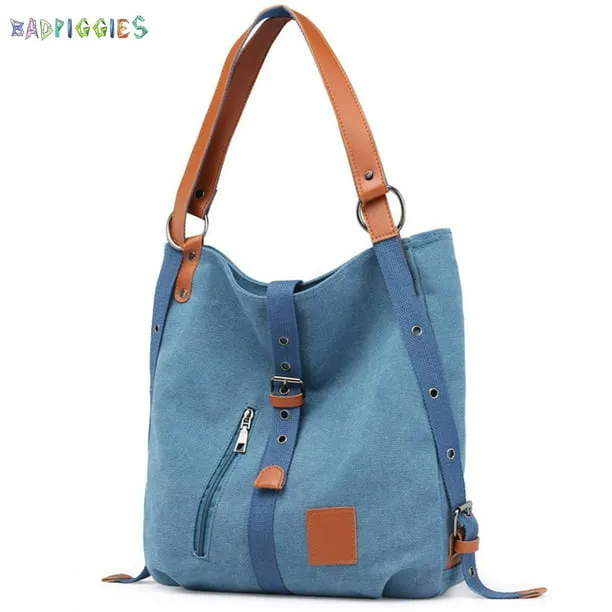 Canvas Handbag Tote Shoulder Bag for Women Casual Hobo Bag Rucksack Convertible Backpack