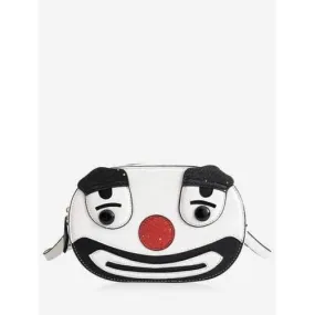 Clown Pattern PU Leather Crossbody Bag - White