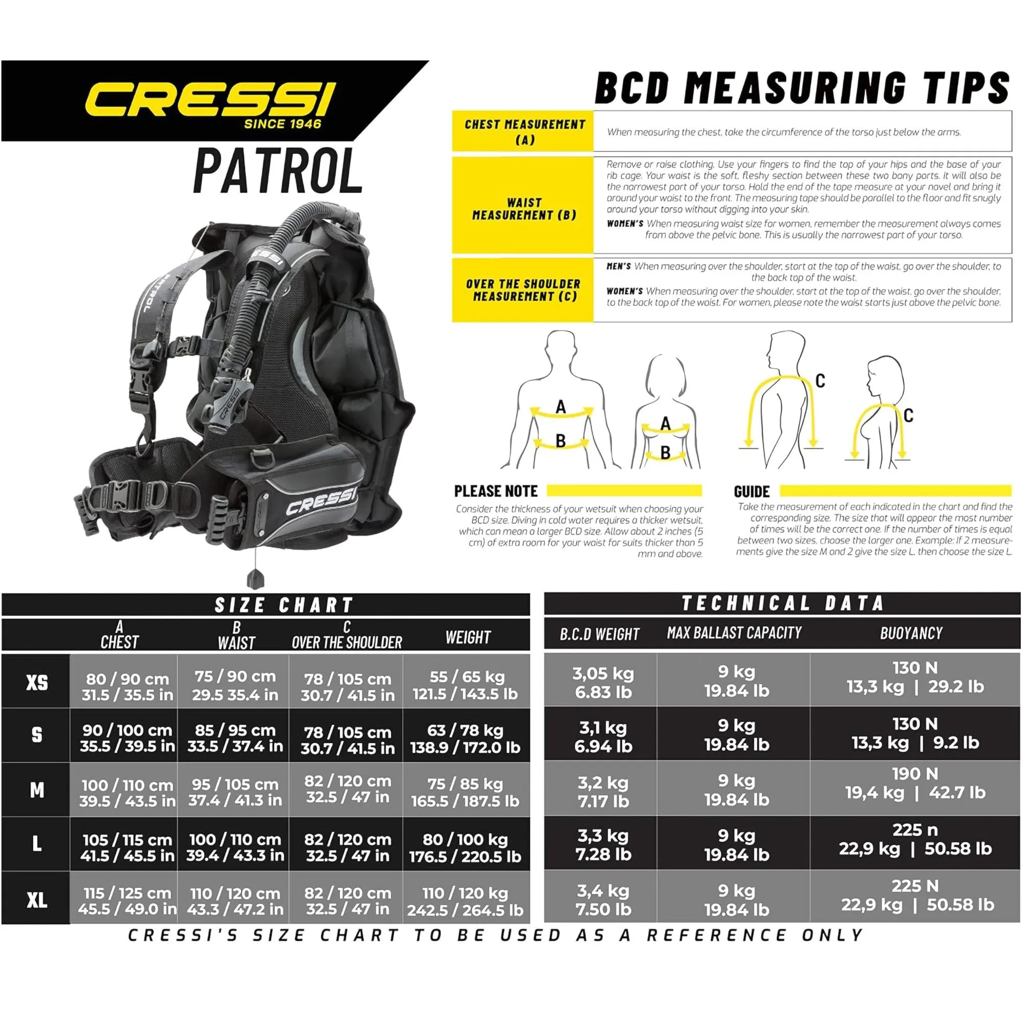 Cressi Travel Patrol Package - Complete with Patrol BCD, MC9 Compact Regulator, Octopus Compact, Donatello Console 2 and Piper Bag