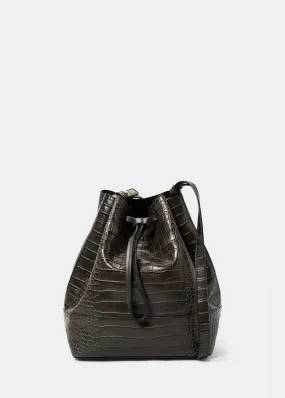 Croc-effect bucket bag