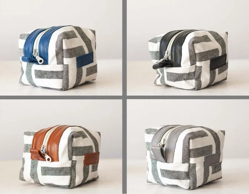 Cube case - Stripe canvas and leather