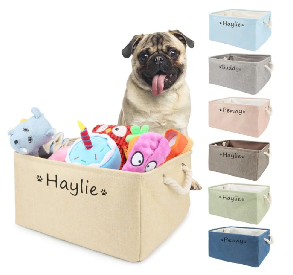 Custom Foldable Pet Toy Storage Basket - Customized Kids Toy Organizer - Personalized Dog Toy Basket - Dog Toys Storage Bag Dog Toy Bin