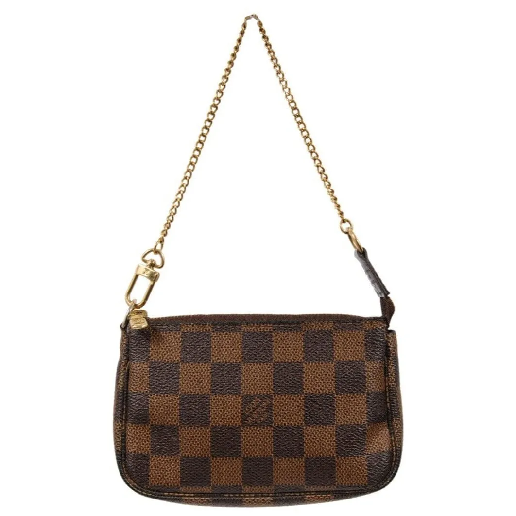 Damier Ebene Mini Pochette Accessories Brown Canvas Clutch